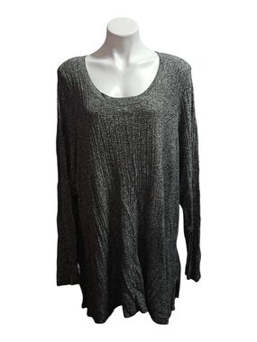 Catherines Charcoal Ribbed Knit Tunic Top